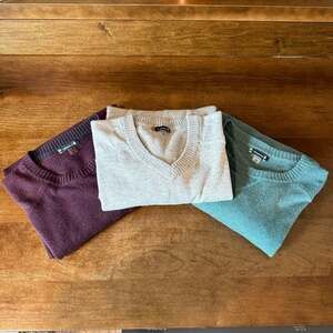 Lot of 3 Smartwool Men's Medium Merino Wool Sweaters (V-Neck & Crew)